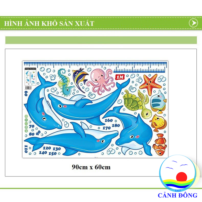 Decal dán tường thước đo thế giới đại dương kỳ thú