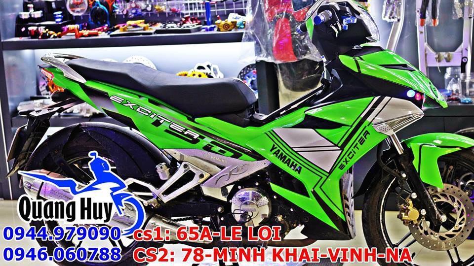 Tem trùm xe Exciter 150 xanh lá đẹp - làm tem dán xe máy exciter150 theo yêu cầu - Tem trùm xe exciter 150 rẻ đẹp