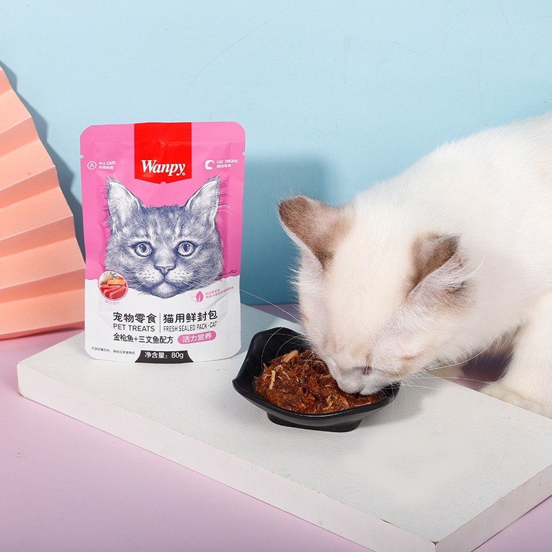 PATE WANPY cho mèo gói 80g 7 vị hấp dẫn thơm nứt mũi