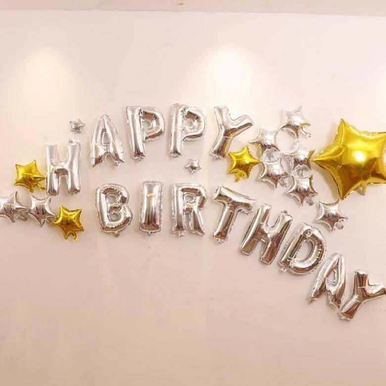 Happy Birthday trang trí sinh nhật -COMBO 1 TÚI CHỮ 1 BƠM BÓNG TẶNG 10 QUẢ BÓNG CHROME | Lazada.vn