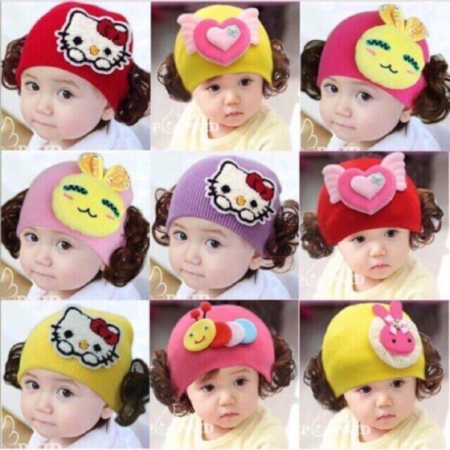 Mũ Len Tóc Giả Xinh Iu Cho Bé????