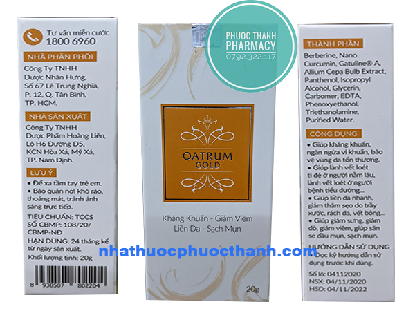 Kem kháng khuẩn OATRUM GOLD [ Tuýp 20g ]
