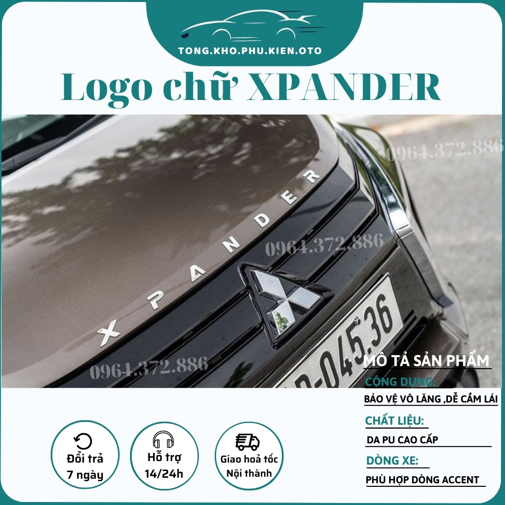 Chữ dán logo nổi xe Mitsubitshi Xpander nhựa ABS mạ crom