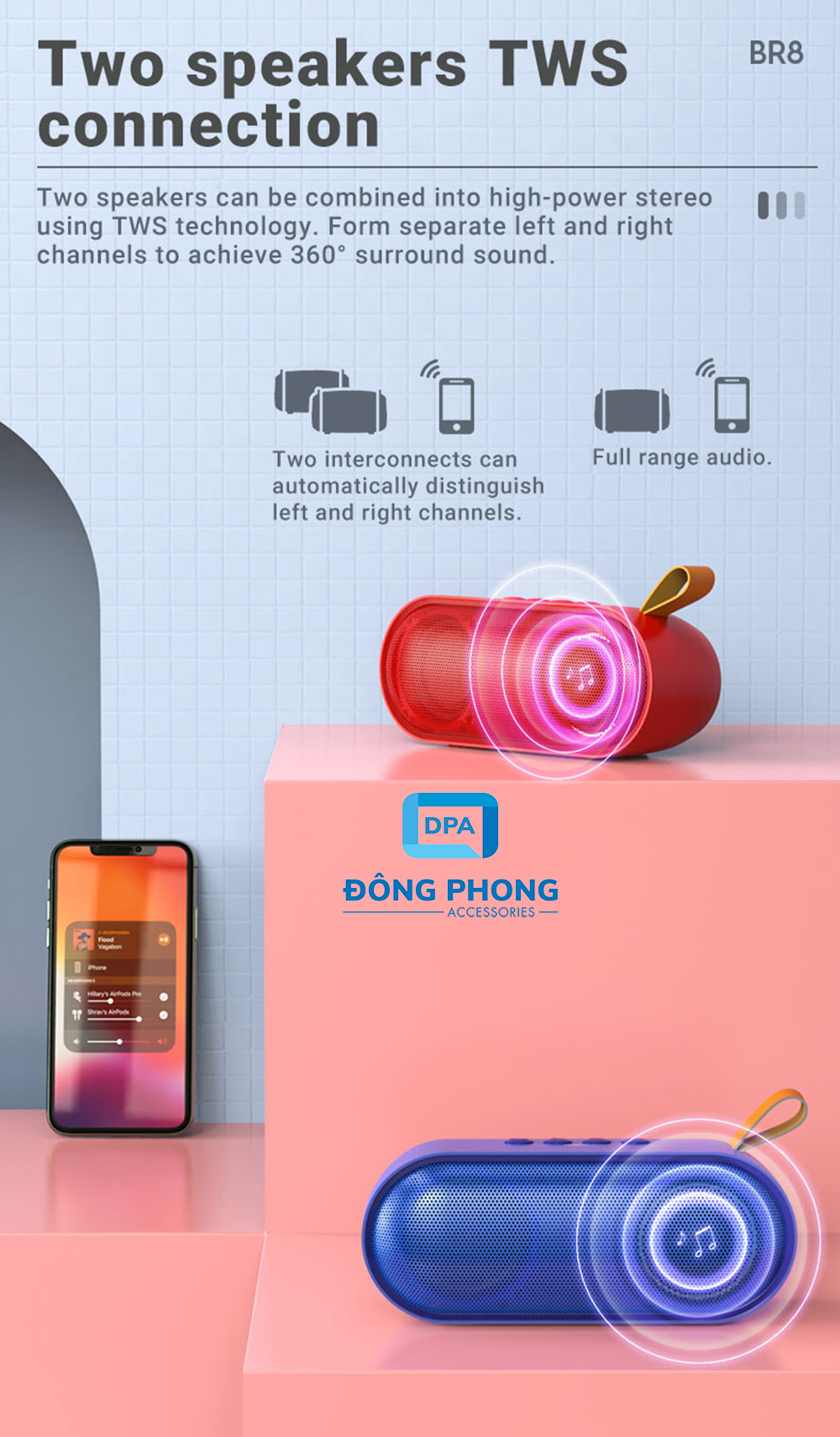 Loa Bluetooth Mini Borofone BR8 Chính Hãng V5.0 True Wireless Stereo