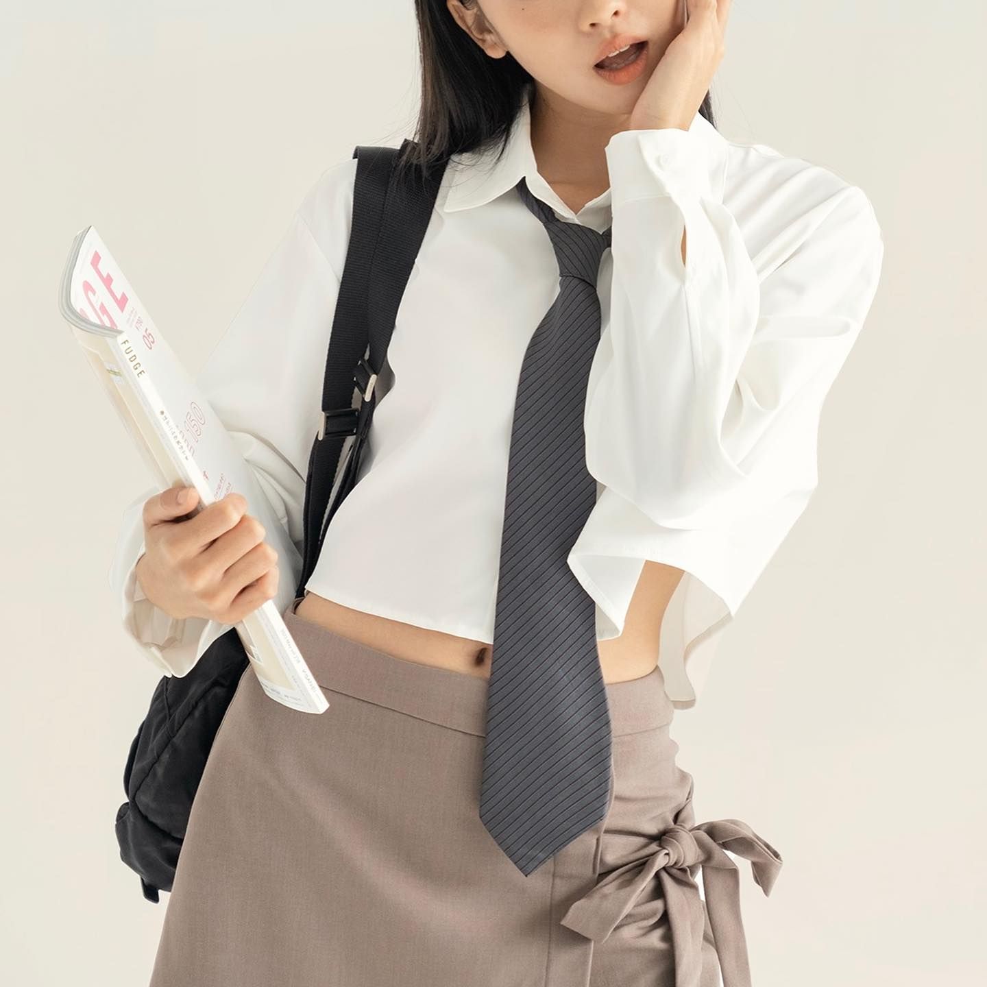 Áo sơ mi dáng croptop NAKED by V - Basic Cropped Shirt