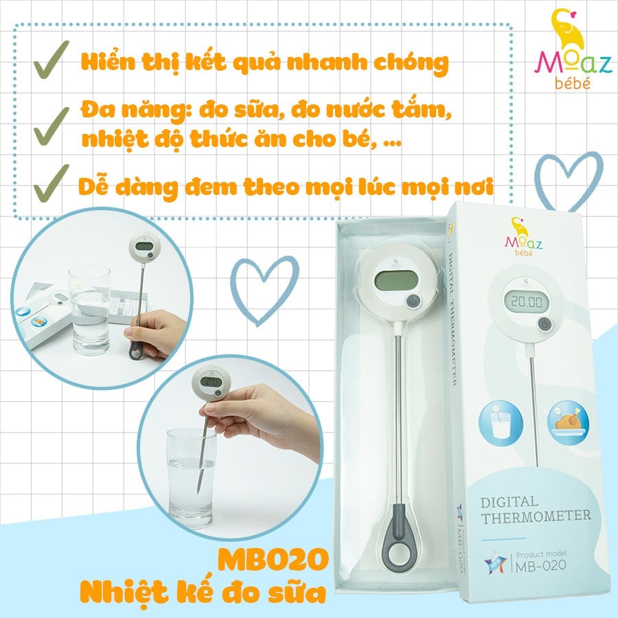 {CHÍNH HÃNG} - Nhiệt kế đo sữa Moazbebe MB020