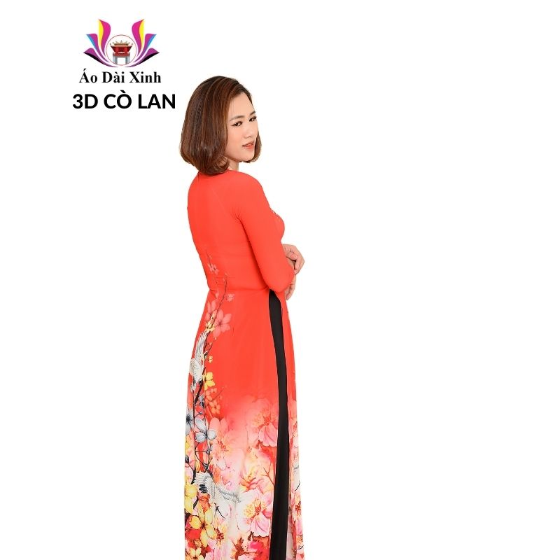 Bộ áo dài truyền thống, cổ tròn tay lỡ, Lụa cao cấp.