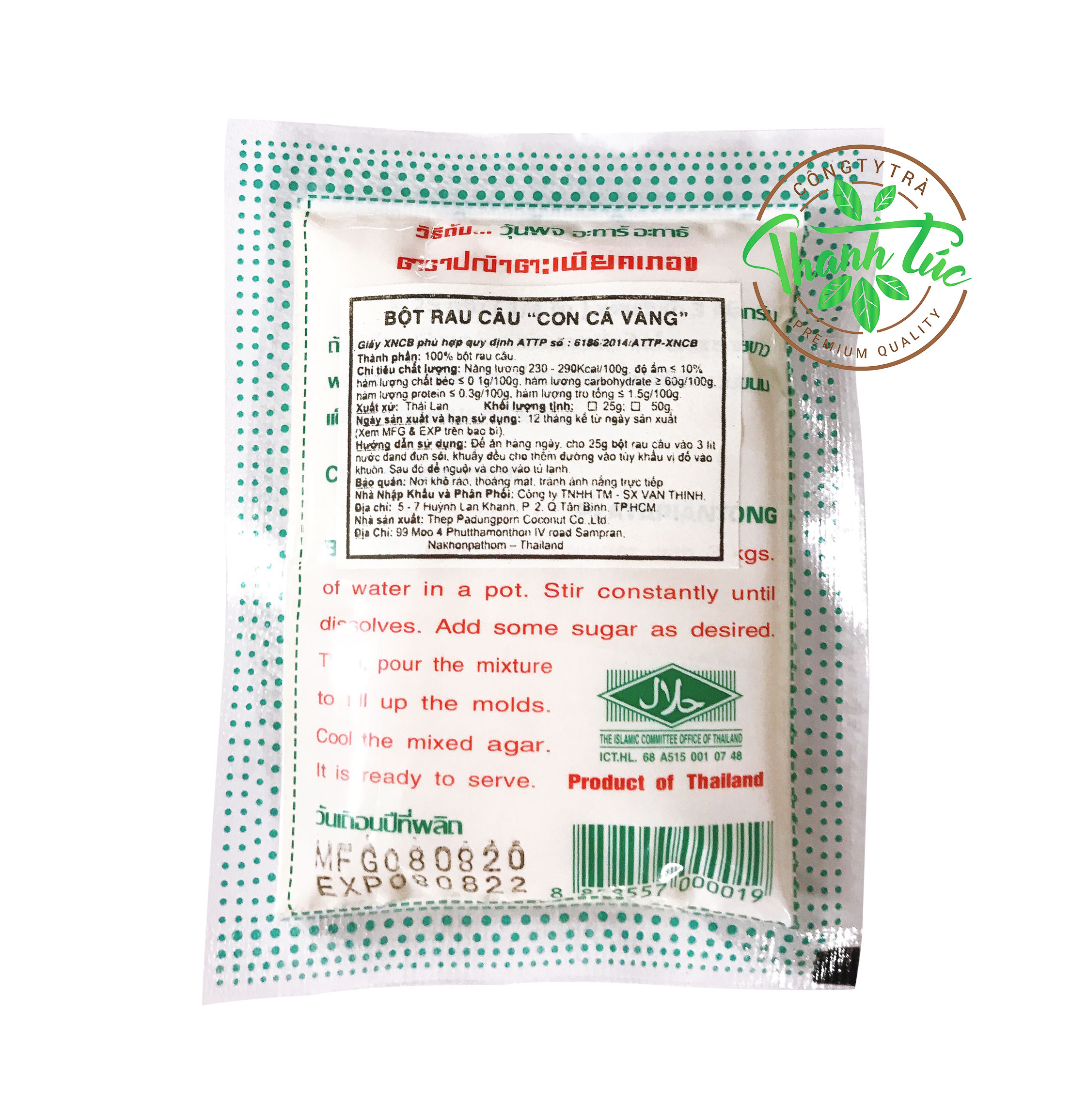 Bột Rau Câu Giòn Con Cá Thái Lan Gói Lẻ 25g