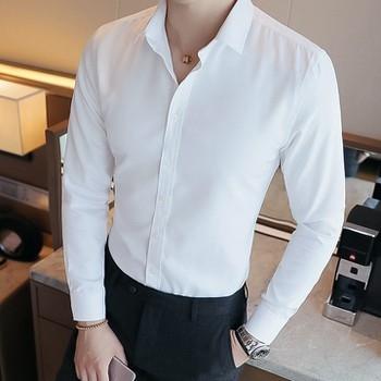 Áo sơ mi nam trơn dài tay Hàn Quốc chất lụa siêu mát (màu trắng)