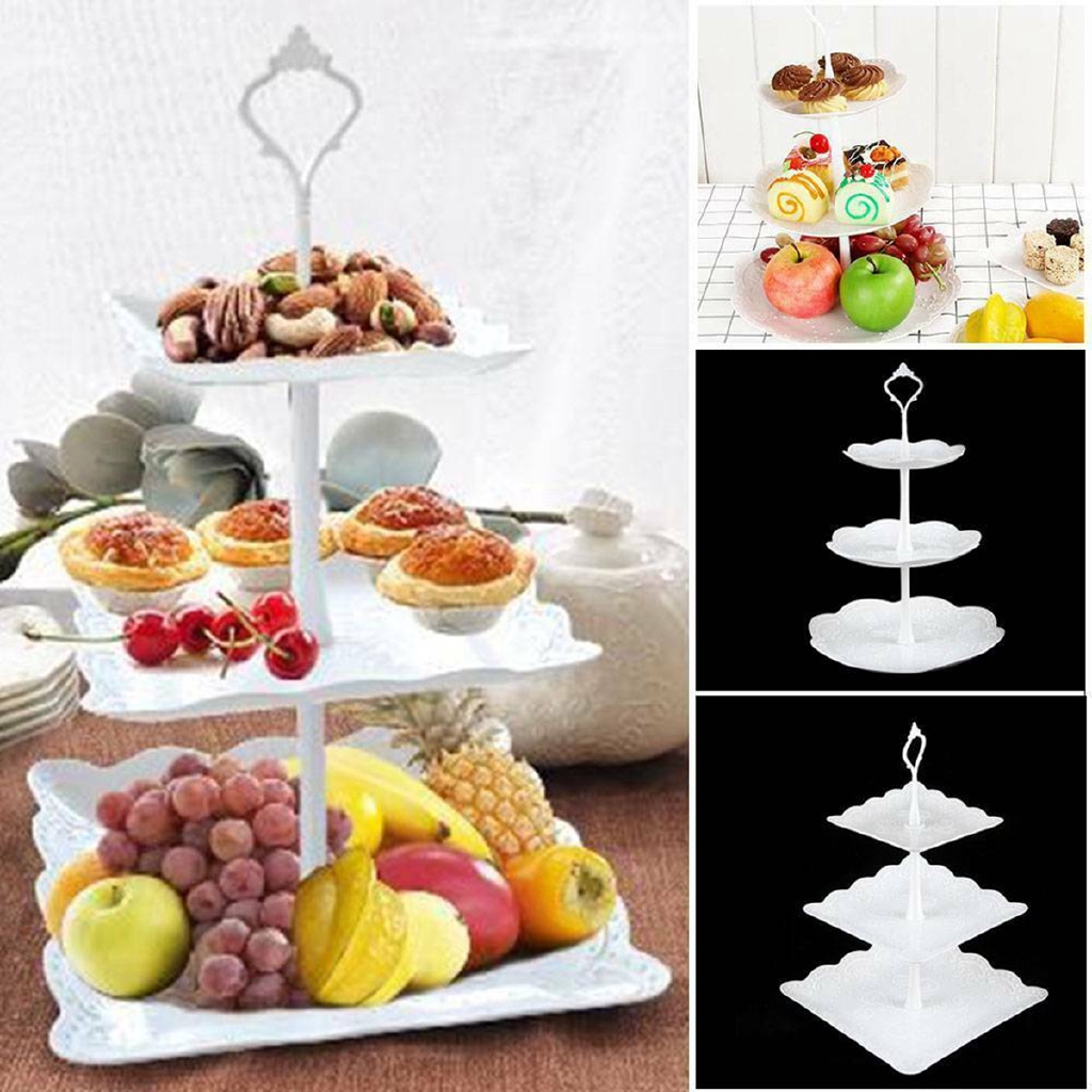 Pvn55371 khay mứt 3 tầng, khay đựng bánh kẹo hoa quả 3 tầng bằng nhựa cao cấp