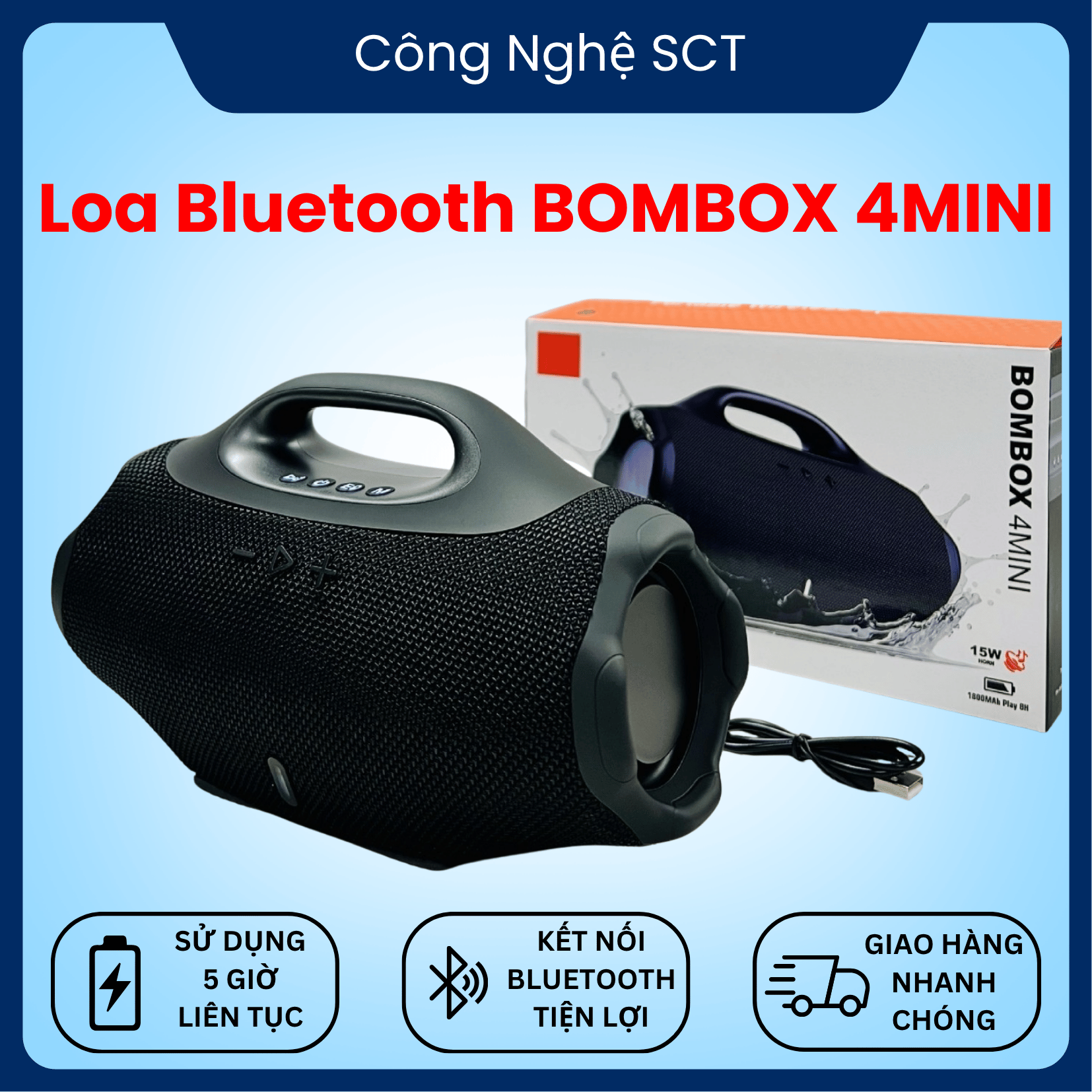 ( HÀNG MỚI VỀ ) LOA BLUETOOTH BOOMBOX 4 MINI Siêu Bass Nghe Nhạc Hay Bass Trầm Dùng Được Thẻ Nhớ , Usb , Jack 3.5