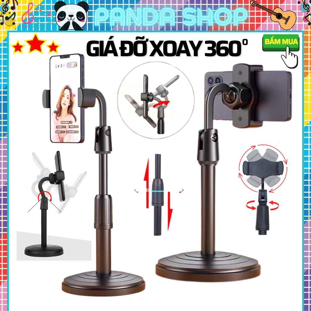 Giá Đỡ Điện Thoại Để Bàn Kẹp Điện Thoại Livestream Xem Video Xoay 360 Độ