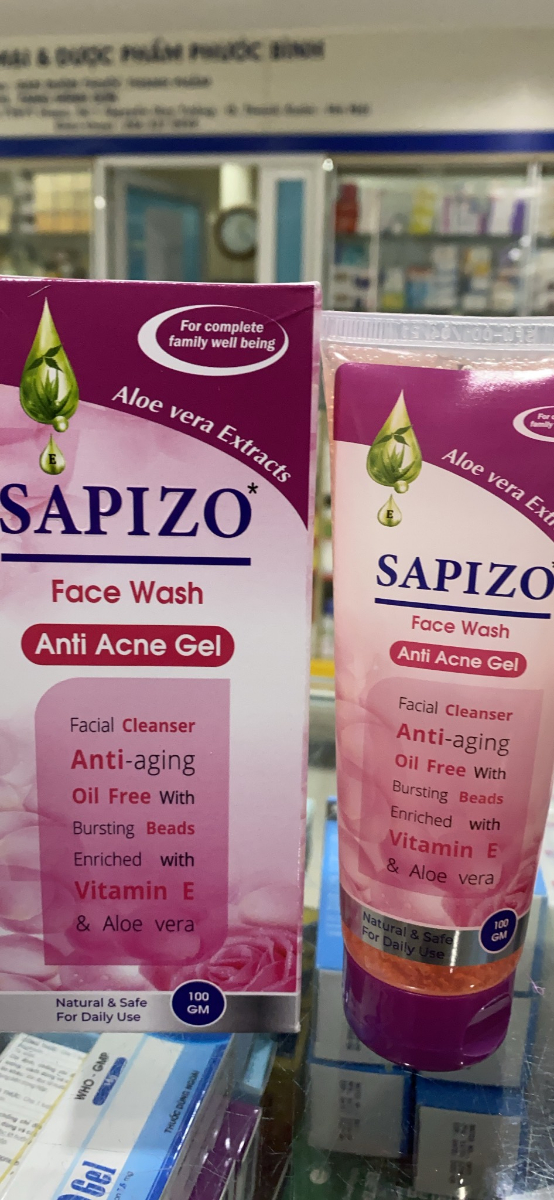 Sữa rửa mặt tr mụn sapizo face wash anti acne gel 100gm