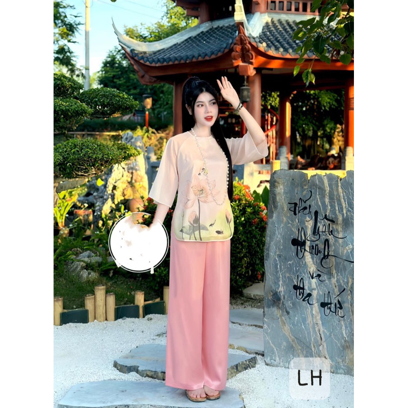 Đồ lam,Bộ lụa nữ,Pháp phục phật tử,Quần áo đi chùa