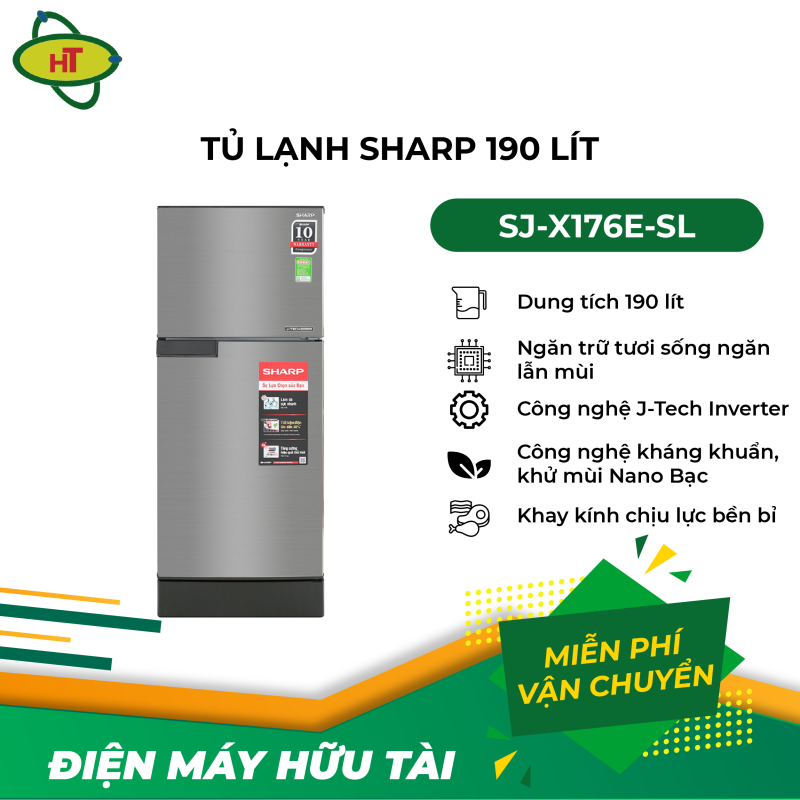 Tủ lạnh Sharp 190 L SJ-X176E-SL