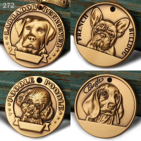【giá cực rẻ】Đồng nguyên chất thẻ chó nhận dạng thương hiệu tên khắc tùy chỉnh Labrador săn vàng Teddy lớn vật nuôi chốn