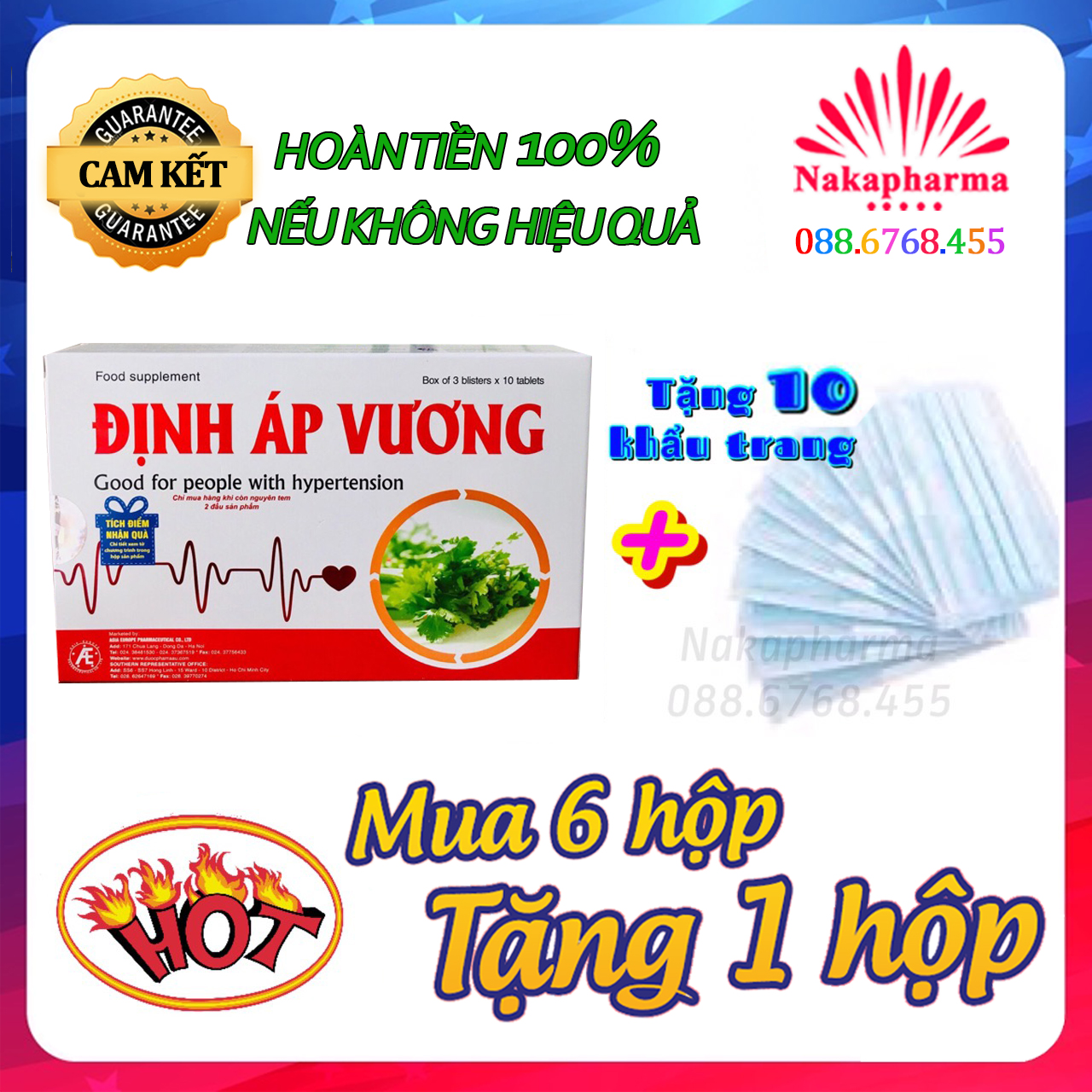 ✅ [6 TẶNG 1] Định Áp Vương - Hỗ trợ ổn định huyết áp, giảm lipid máu, giãn mạch, ngừa tăng huyết áp, dưỡng tâm