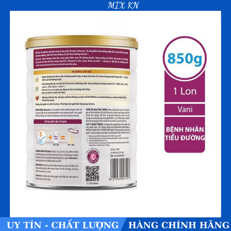 Sữa Bột Abbott Glucerna Hương Vani - Hộp 850g