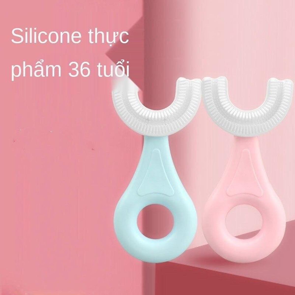 Bàn chải đánh răng chữ u cho bé  - chất liệu Silicon thực phẩm chịu được lực cắn, cho bé từ 2 tuổi - 6 tuổi