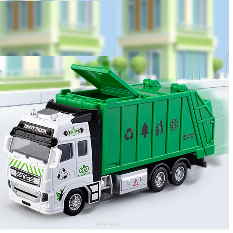 Xe ô tô chở rác mini đồ chơi trẻ em mô hình tỉ lệ 1:48 /1:38 bằng hợp kim và nhựa
