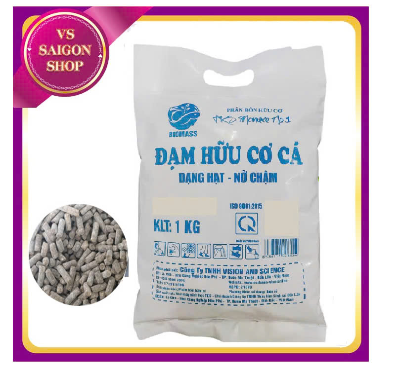 Phân hữu cơ vi sinh Đạm cá: Dạng viên 1 kg