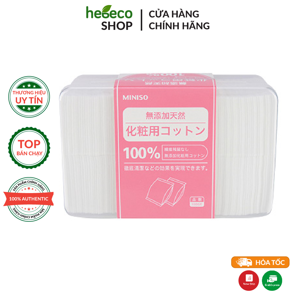 Bông tẩy trang cotton cao cấp nhập khẩu miniso 1000 miếng - nhật bản, cam kết hàng đúng mô tả, chất lượng đảm bảo an toàn đến sức khỏe người sử dụng