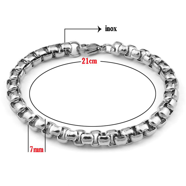 [Hoàn tiền 6%]Lắc tay nam inox thời trang kiểu bông dừa khít cỡ 7ly trangsucpt màu trắng trangsucpt thép không gỉ PTLTNA124