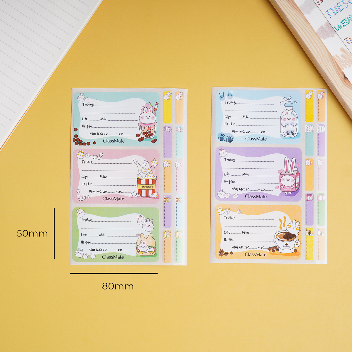 Nhãn Vở Có Keo Dán Sẵn CLASSMATE Rabbit 15 Cái/Túi CL-NT230