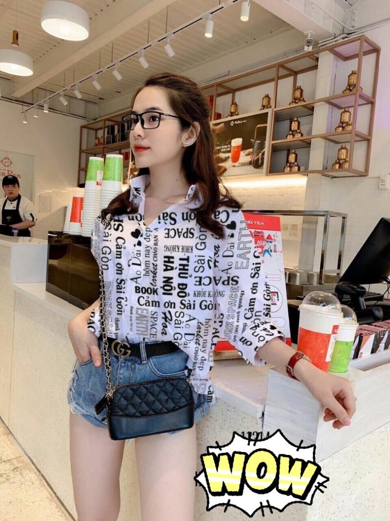 Áo sơ mi in chữ siêu hót