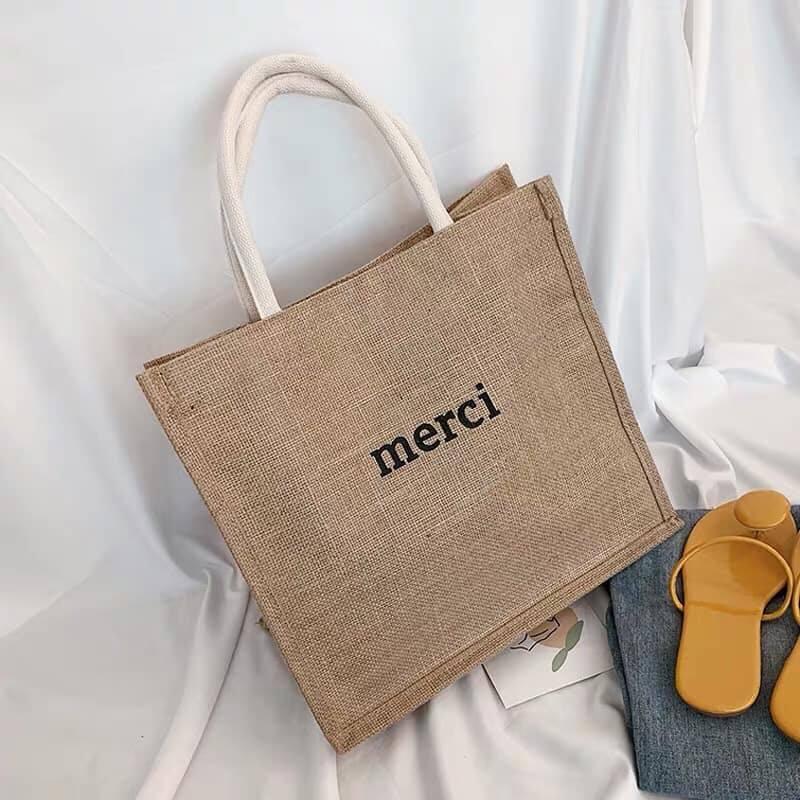 Túi xách nữ chất liệu cói đựng đồ phong cách thời trang Merci