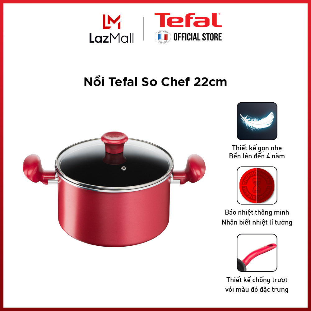 Nồi chống dính đáy từ Tefal So Chef 22cm, dùng cho mọi loại bếp- Gian hàng chính hãng bảo hành 2 năm-G1354595