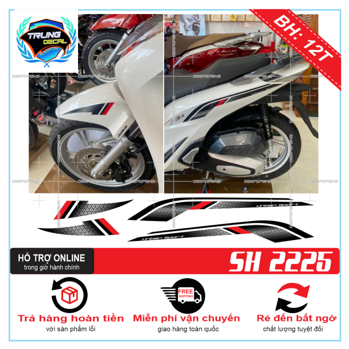 Tem rời xe sh 2020 đỏ đen dán xe trắng 1