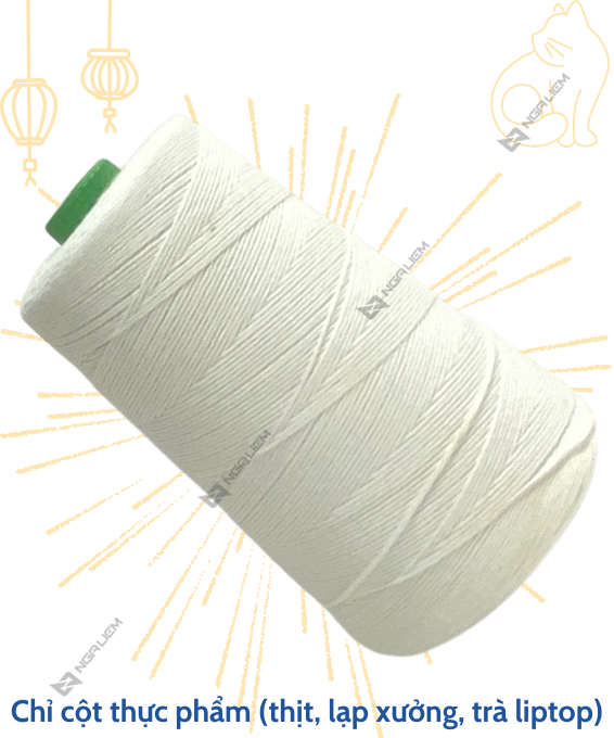 Cuộn chỉ may bao màu trắng (200gram/Cuộn)