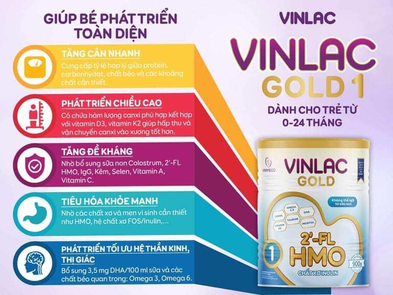 Sữa bột Vinlac Gold 2-800g (trên 2 tuổi)