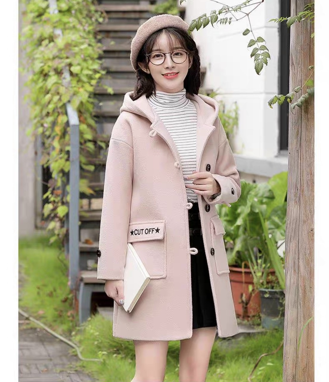 Áo khoác nỉ nữ kiểu dáng mangto dáng dài vừa phối nút túi hộp cho các chị em thả dáng utng fustbcool