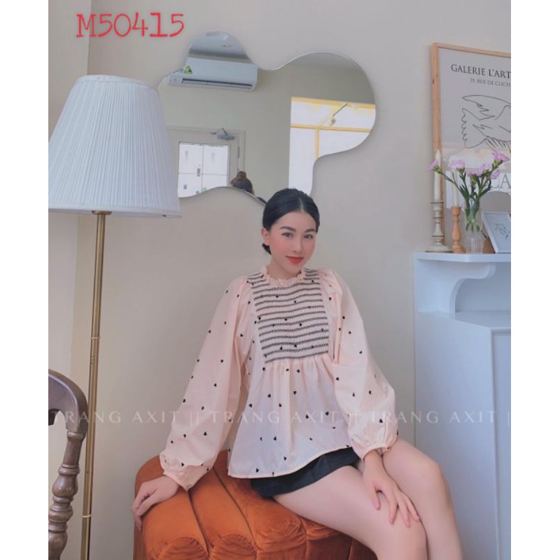 [HCM]Áo peplum nhún chỉ cổ bèo trái tim