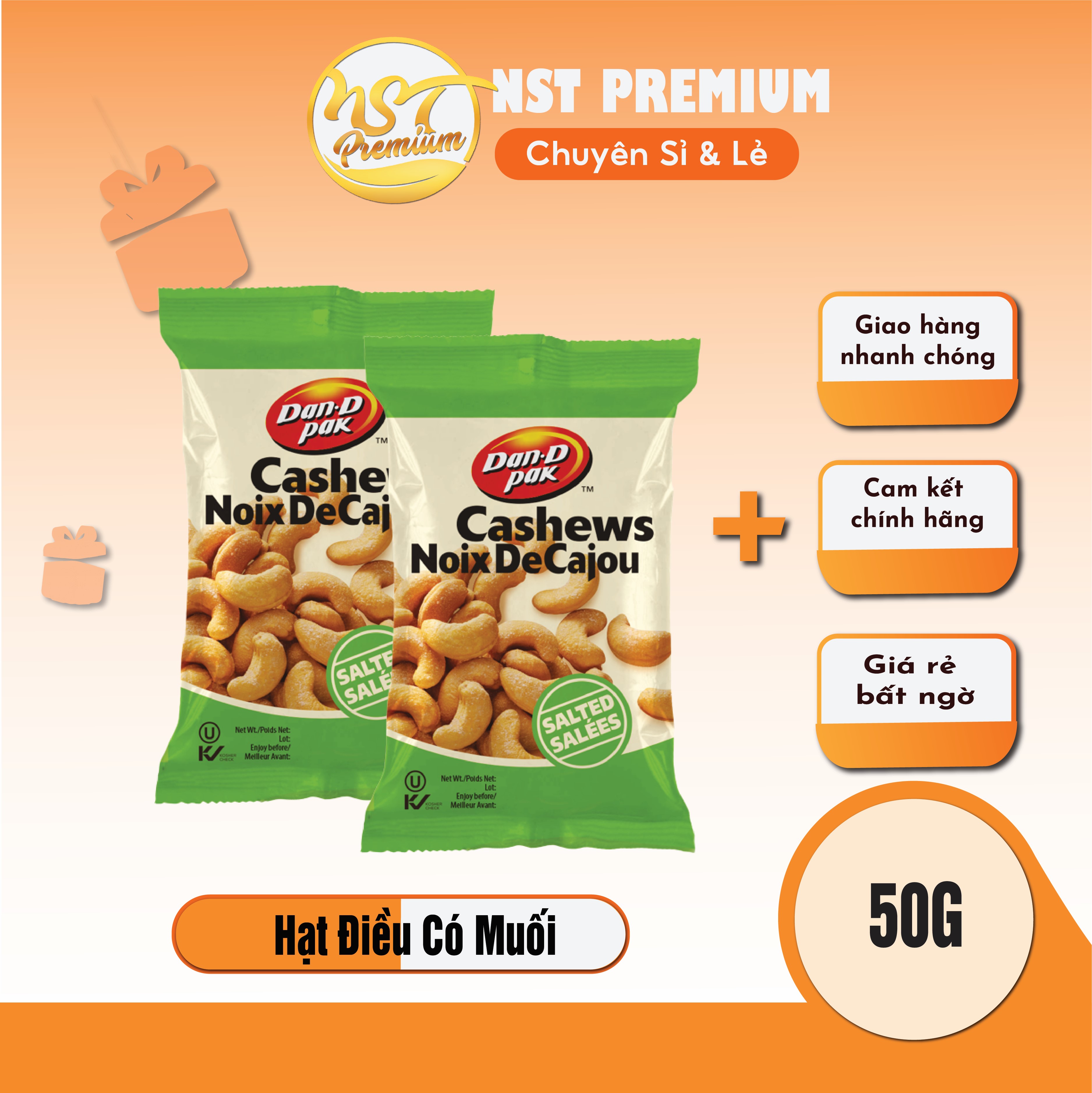 [HCM]Hạt Điều 50g Dan D Pak - Muối