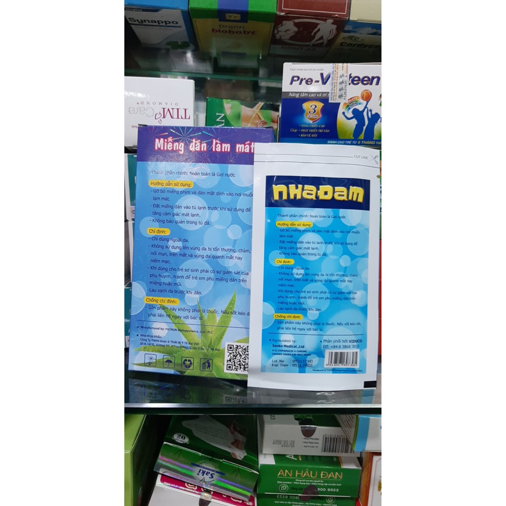 miếng dán hạ sốt nha đam