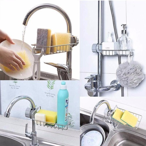 Khay inox gắn vòi nước đựng đồ rửa chén