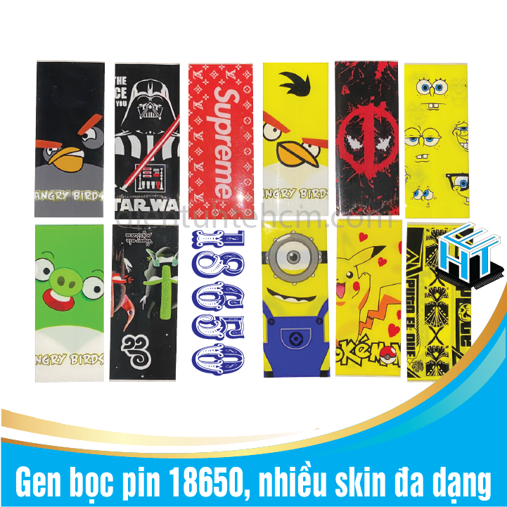 COMBO 4 Gen bọc pin 18650, nhiều skin đa dạng(SET 4 CÁI)