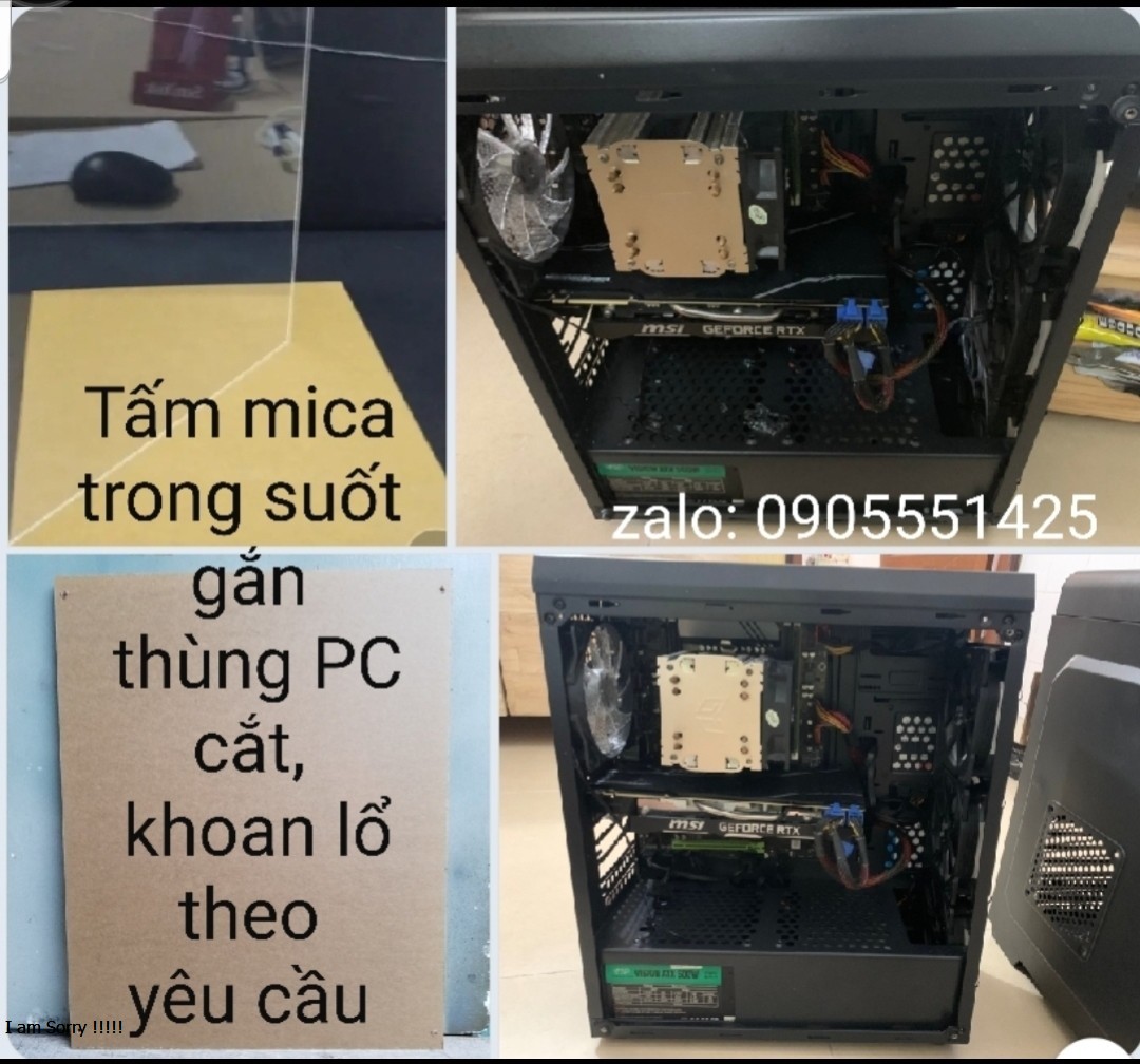 Computer PC case is customized. It's acrylic. Top Cover of PC box