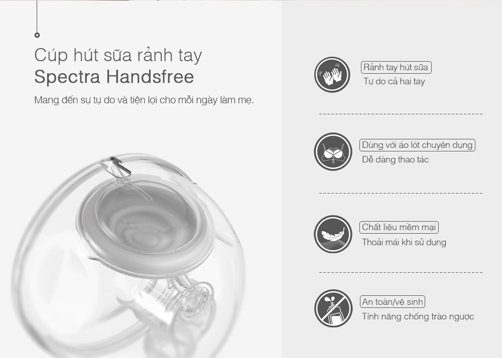 BỘ CUP HÚT SỮA RẢNH TAY SPECTRA HANDSFREE (SIZE 25/28MM)