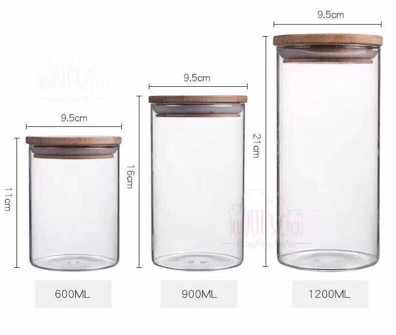 Combo 2 Lọ thủy tinh borosilicate nắp gỗ 1.2lit