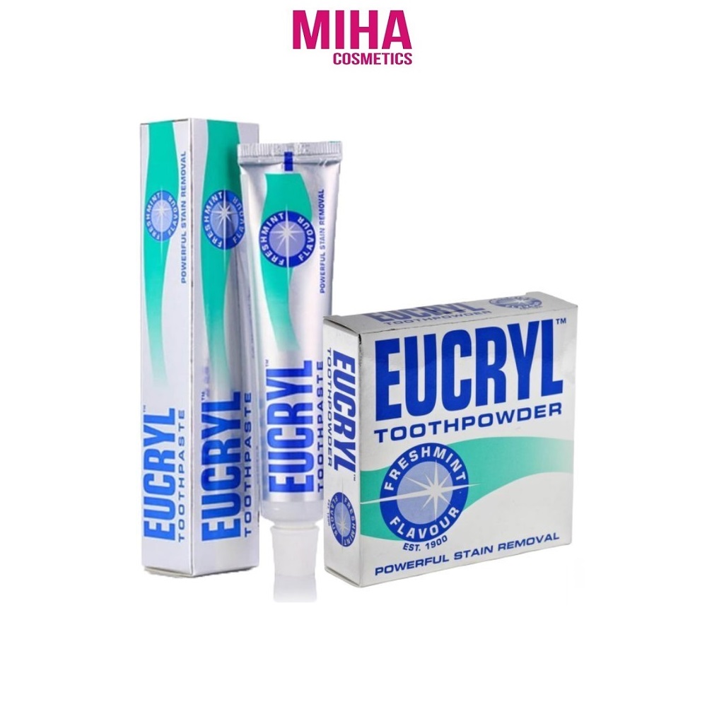 Combo kem đánh răng và bột làm trắng răng eucryl hương bạc hà freshmint