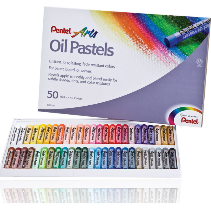 Sáp dầu pentel 50 màu tông sáp dầu chuẩn, tươi sáng, độ phủ và độ bám giấy tốt, không độc hại, an toàn khi sử dụng