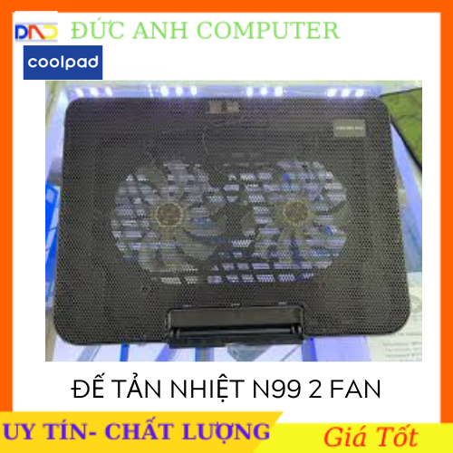 Đế Tản Nhiệt Laptop N99 COOLING PAD cho laptop từ 17 inch trở xuống- Loại Cao Cấp 1 Fan/ 2 Fan  Đế Nâng 45 Độ