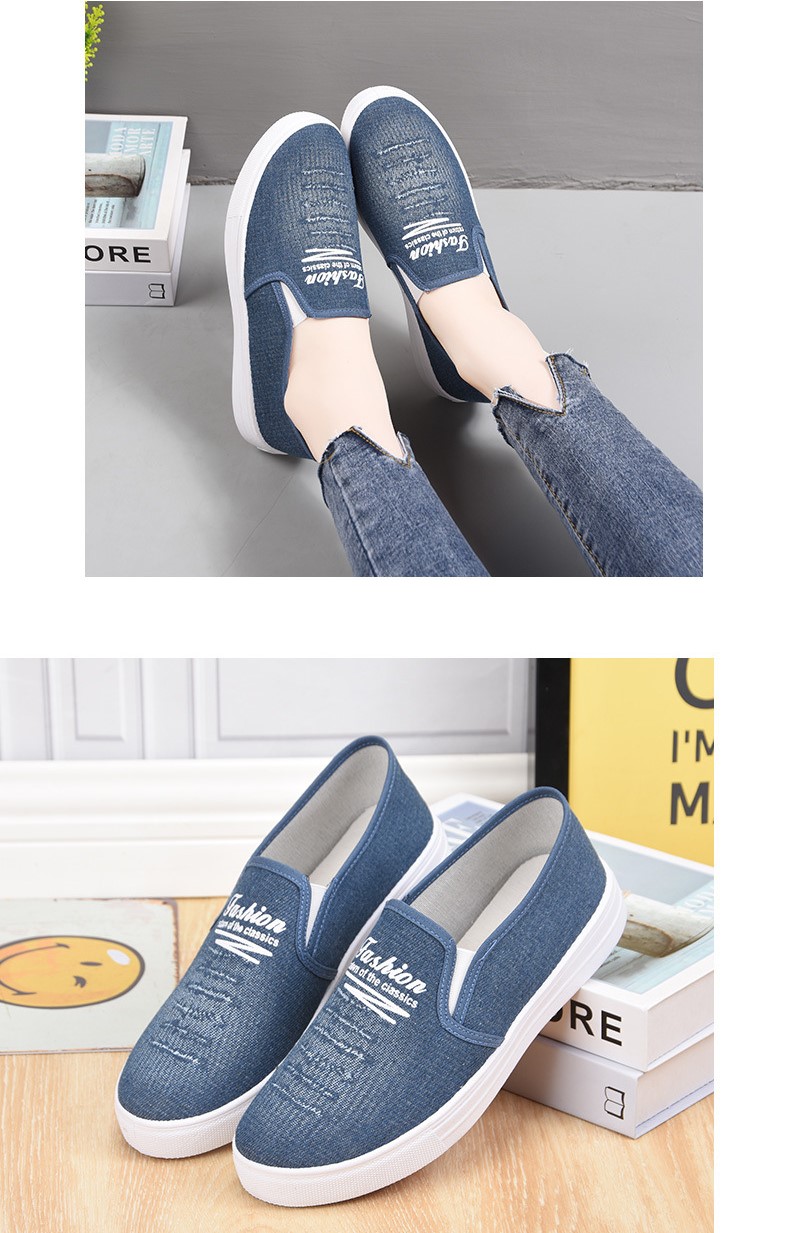 Giày lười nữ giày lười vải đế cao su mềm cao 2p