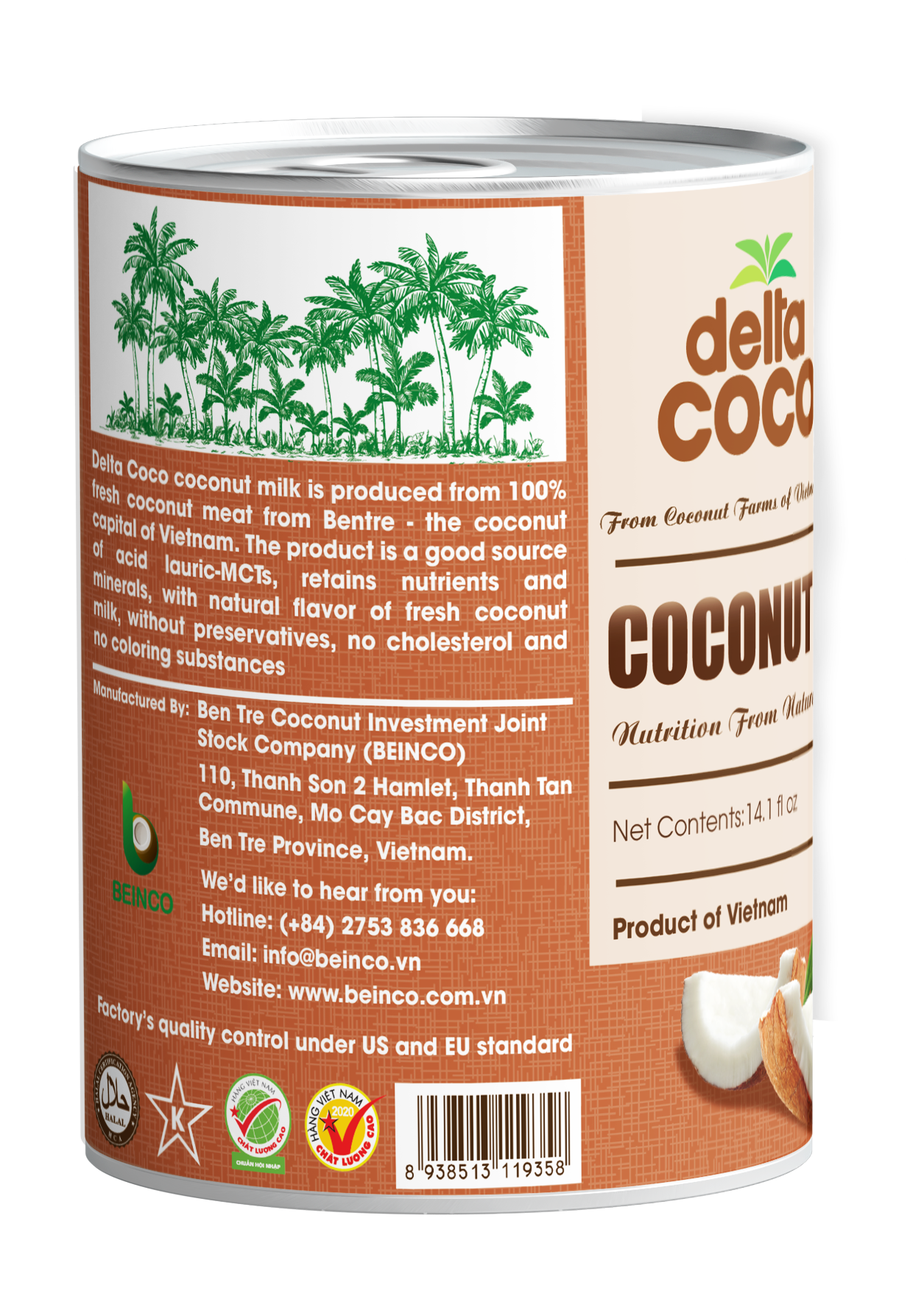 Nước Cốt Dừa Đóng Lon Delta Coco 400ml