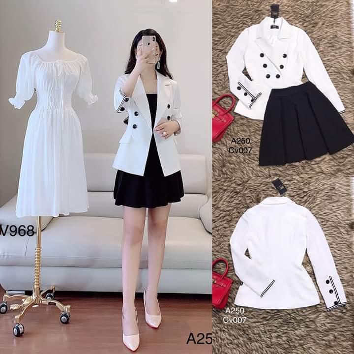 Sét váy vest 3 món xếp ly- 45-55-QH