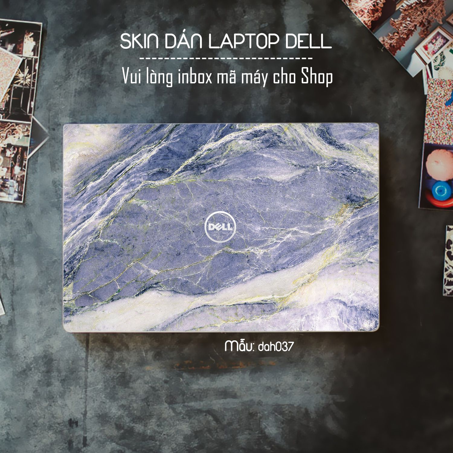 Decal Skin dán Laptop Dell mẫu vân đá (inbox mã máy cho shop)